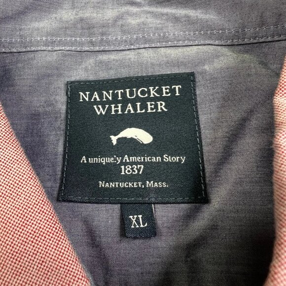 Nantucket Whaler Button Down Shirt Men’s Size XL Salmon Pink Embroidered Patch - Picture 10 of 13
